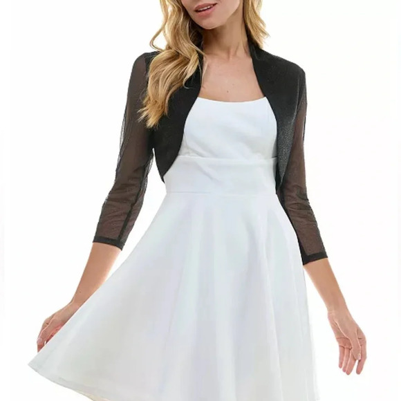 City Studios Open Front Black Glitter shrug. Size medium. Worn once. - Picture 2 of 3